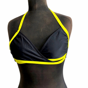 Black & Yellow Bikini Bathing Suit Top Size Large